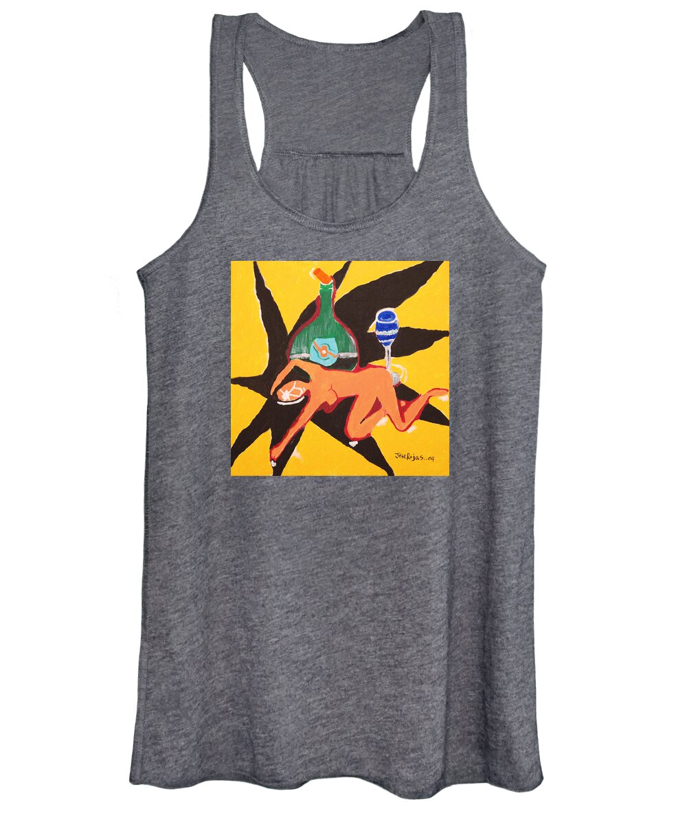  Lesbian Women's Tank Top featuring the painting Behind the Curtain by Jose Rojas