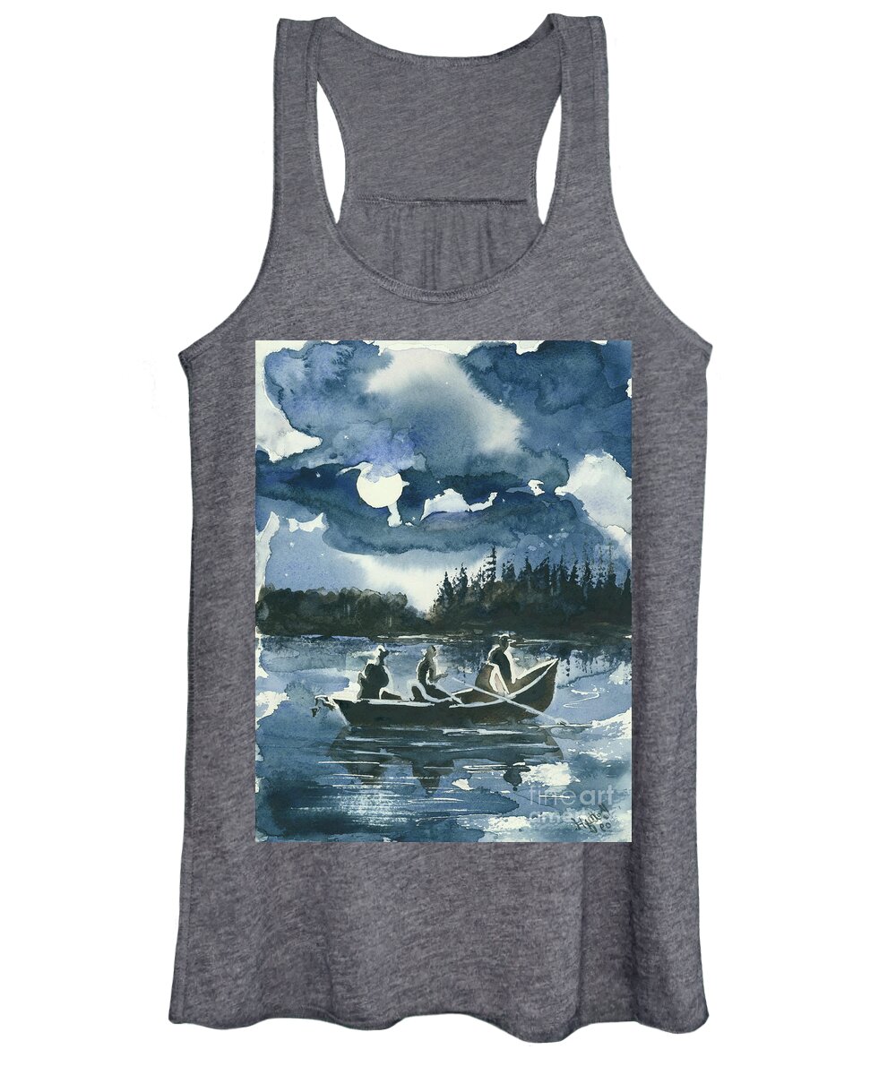 Watercolor Women's Tank Top featuring the painting Beneath the Stars by Elisabeta Hermann
