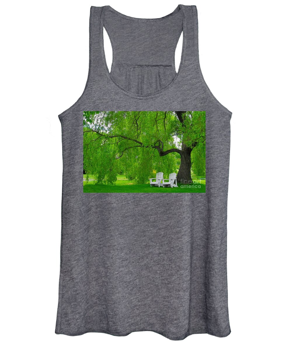Weeping Willow Women's Tank Top featuring the photograph Beneath The Willow by Carol Randall