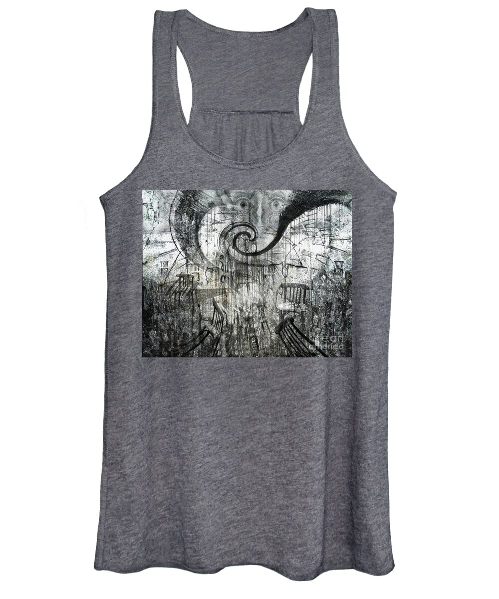 Abstract Women's Tank Top featuring the digital art Beware of Darkness by Rhonda Strickland