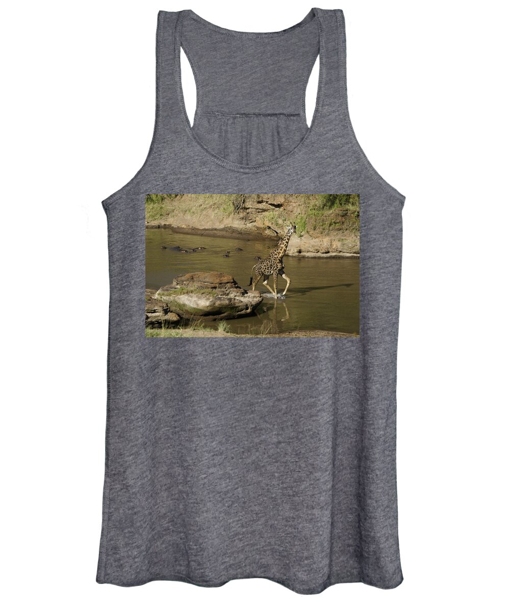 Africa Women's Tank Top featuring the photograph Beware of Hippos by Michele Burgess