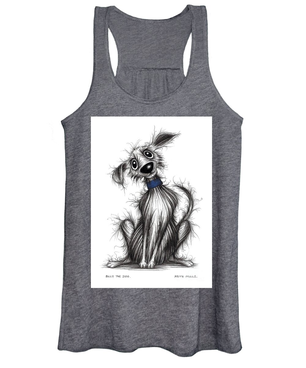 Happy Hounds Women's Tank Top featuring the drawing Billy the dog by Keith Mills