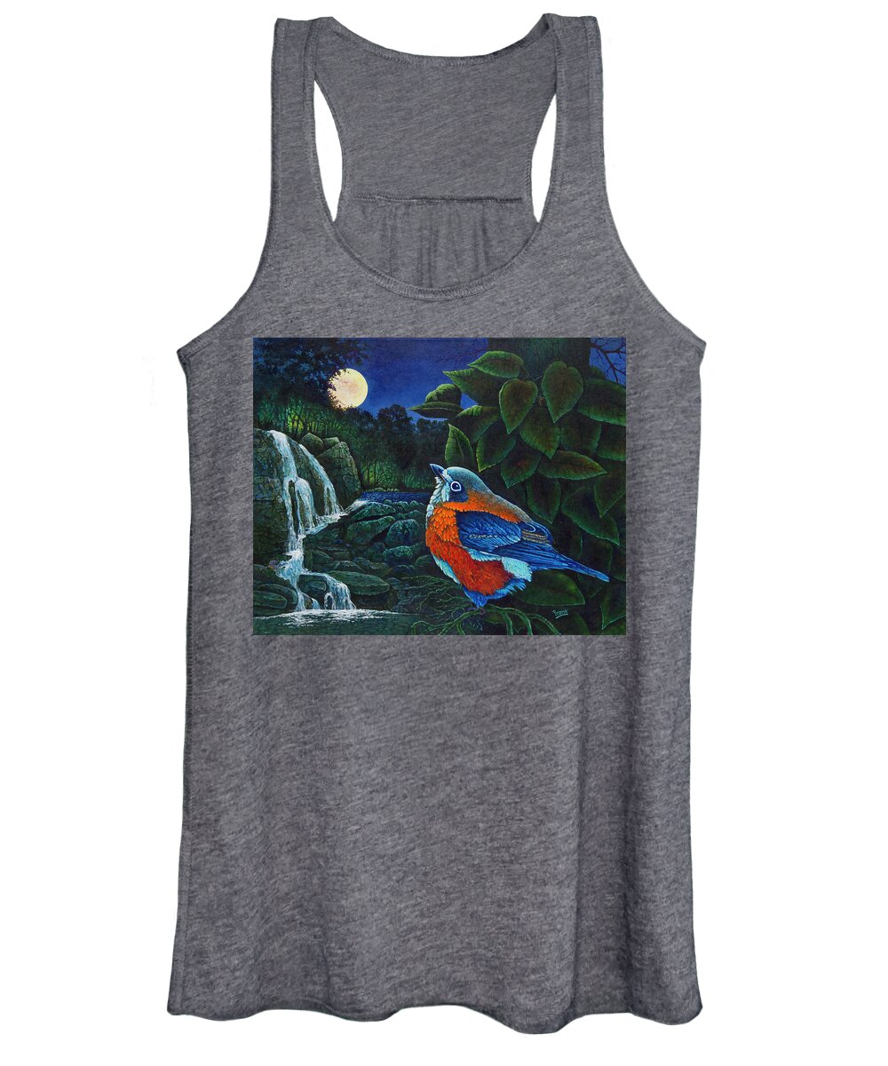 Bluebird Women's Tank Top featuring the painting Bird in Paradise VIII by Michael Frank