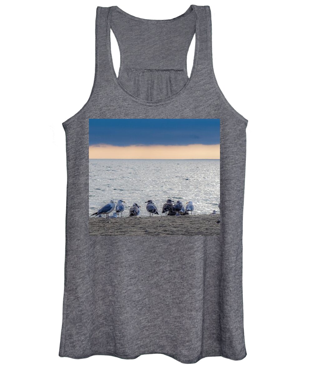  Women's Tank Top featuring the photograph Birds on a beach by Kendall McKernon
