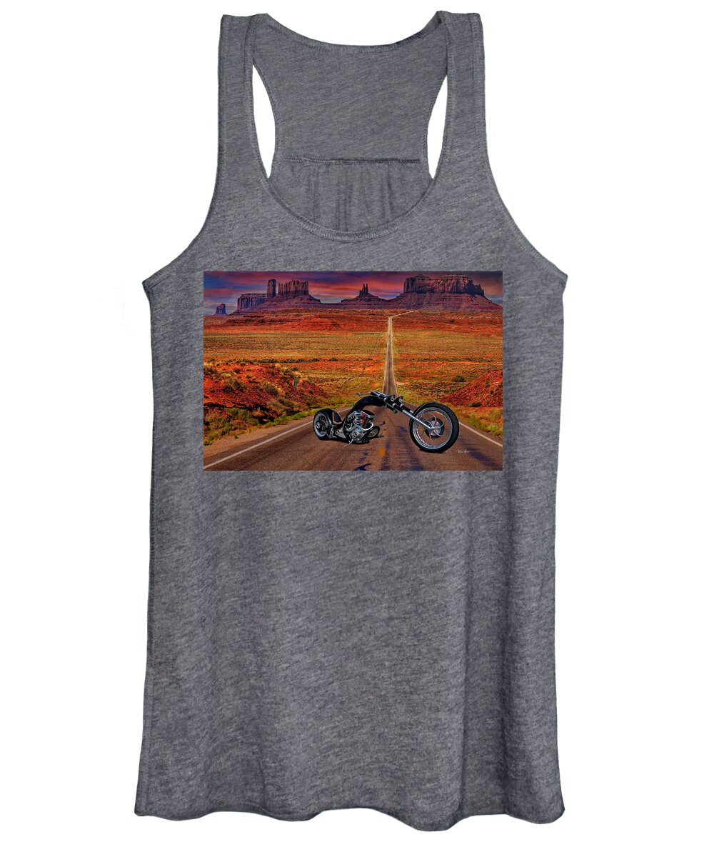 Chopper Women's Tank Top featuring the photograph Black Chopper at Monument Valley by Russ Harris