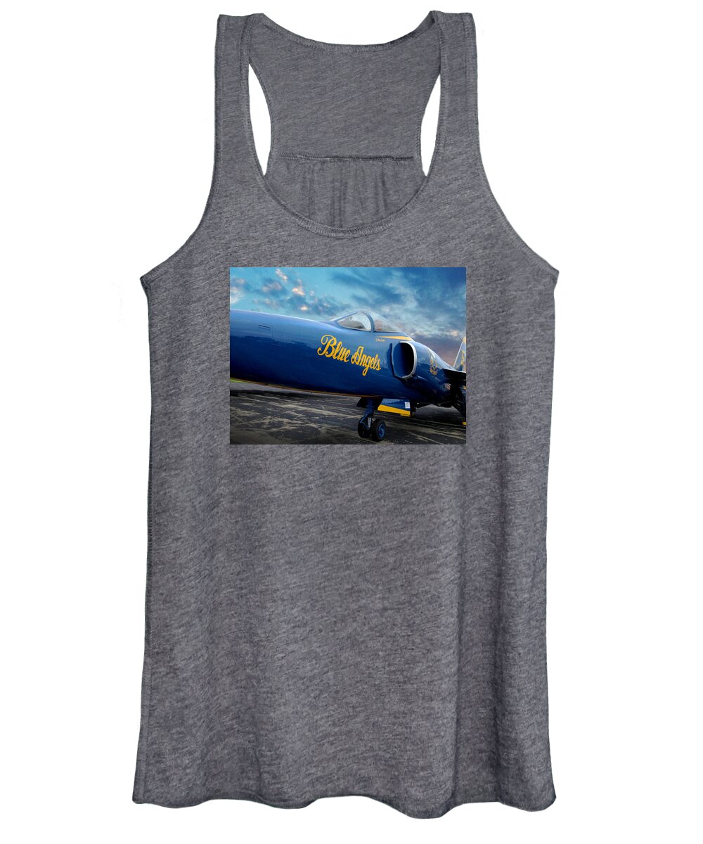 Blue Angels Women's Tank Top featuring the photograph Blue Angels Grumman F11 by Rod Seel