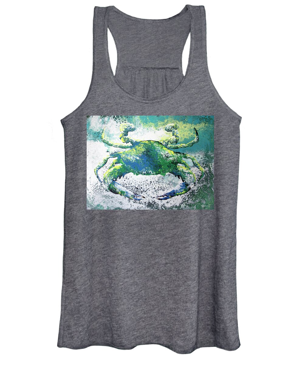 Blue Crab Women's Tank Top featuring the painting Blue Crab Abstract by William Love