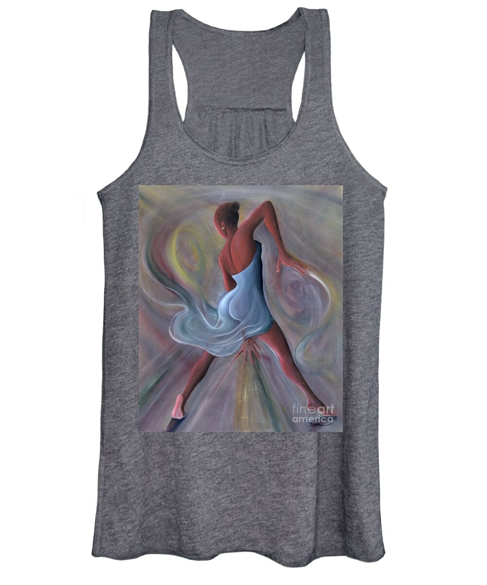 Female Women's Tank Top featuring the painting Blue Dress by Ikahl Beckford