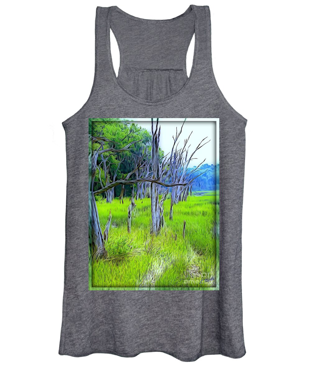 Tree Women's Tank Top featuring the photograph Blue Trees by Leslie Revels