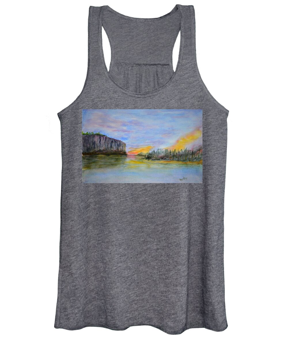 Sunset Women's Tank Top featuring the painting Bluffs at Sunset by Peggy King