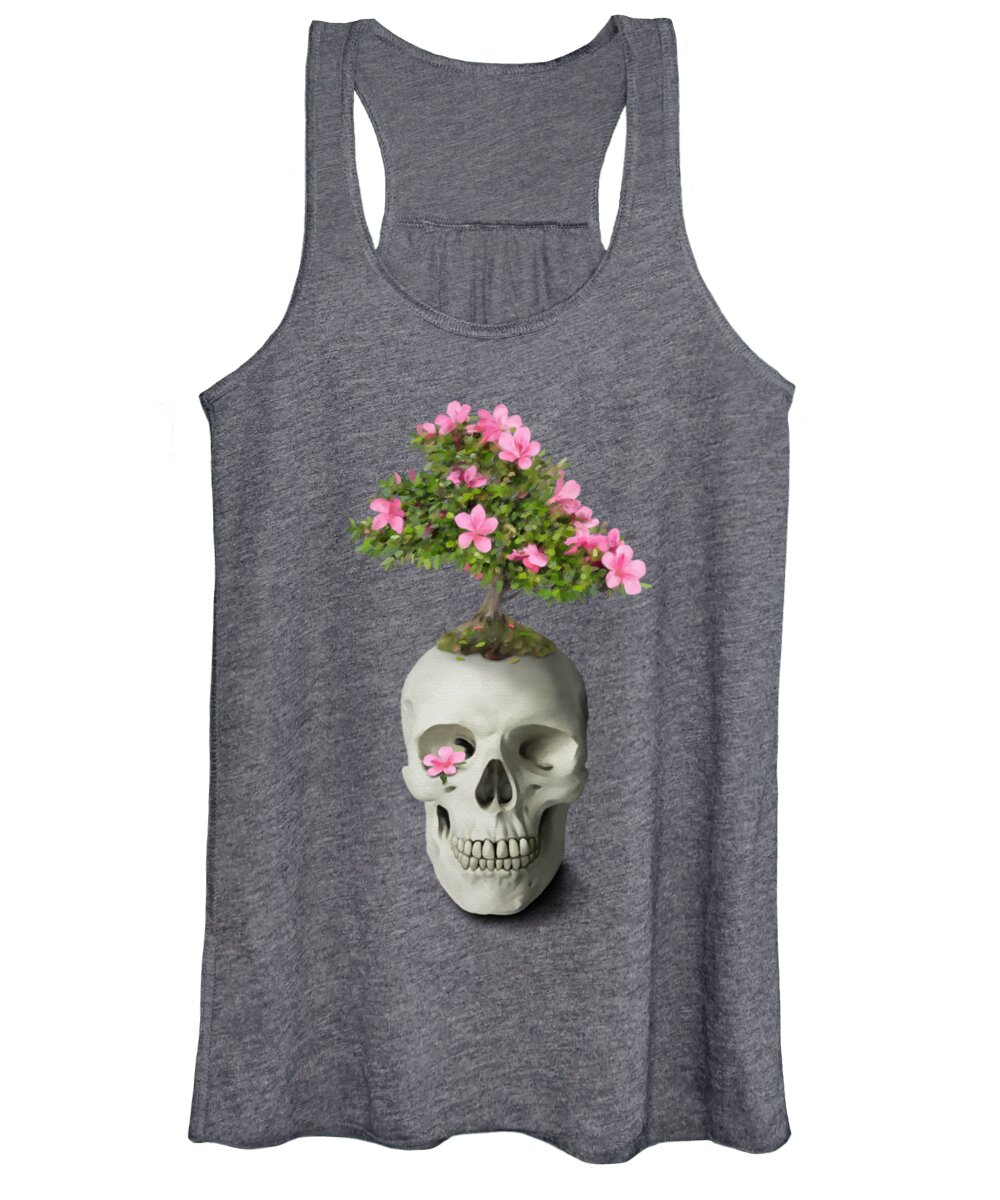 Painting Women's Tank Top featuring the painting Bonsai Skull by Ivana Westin