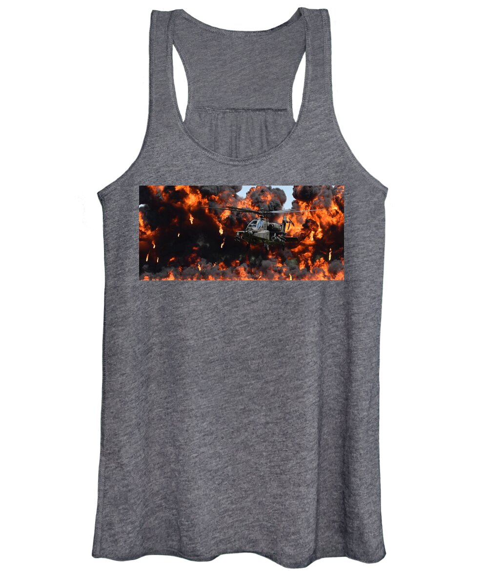 Ah-64 Apache Attack Helicopter Women's Tank Top featuring the photograph Boom by Chip Gilbert