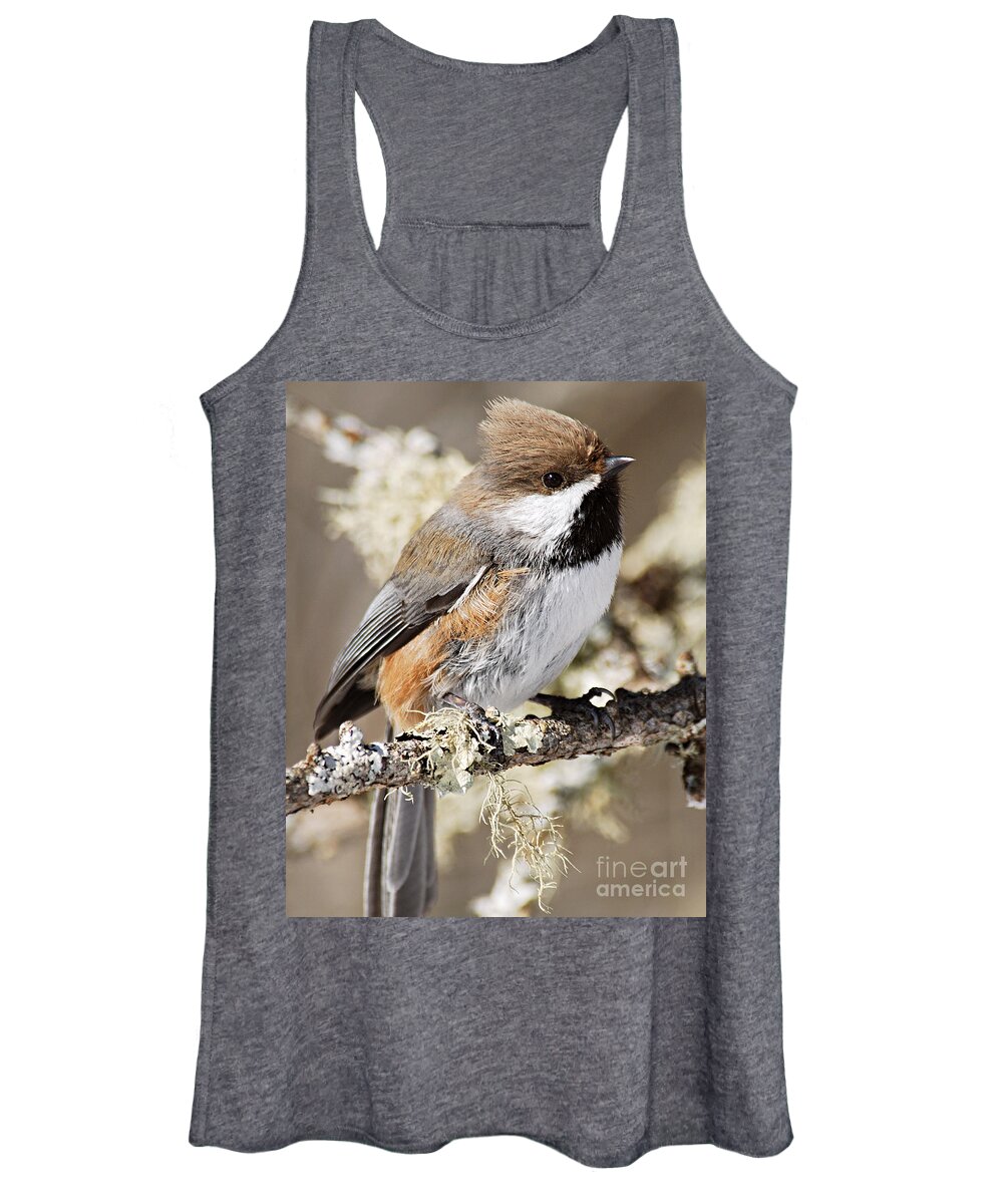 Photography Women's Tank Top featuring the photograph Boreal Chickadee by Larry Ricker