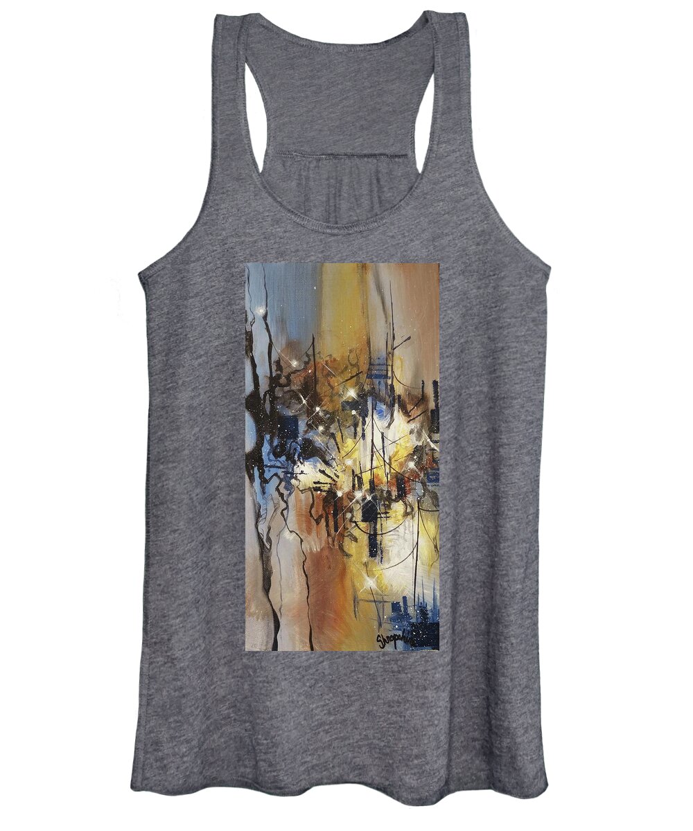 Abstract Women's Tank Top featuring the painting Bourbon and Blues by Tom Shropshire