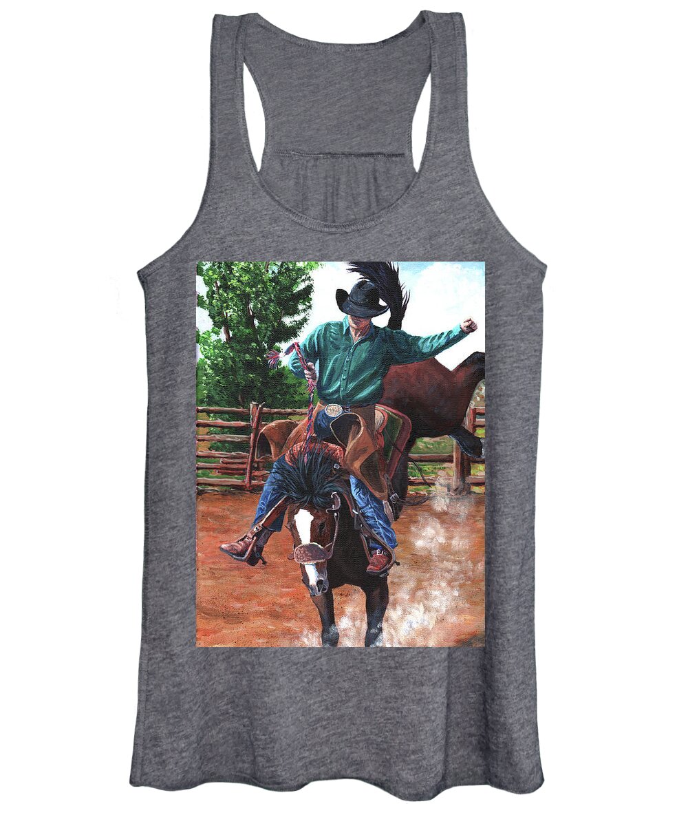 Timithy Women's Tank Top featuring the painting Braking stock by Timithy L Gordon