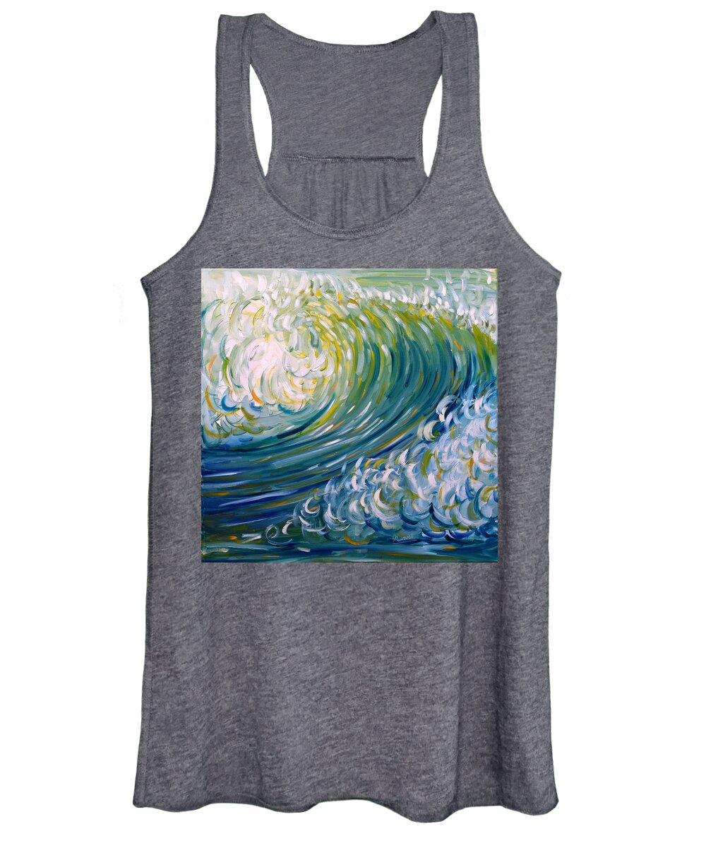 Wave Women's Tank Top featuring the painting Breaking Wave by Pete Caswell