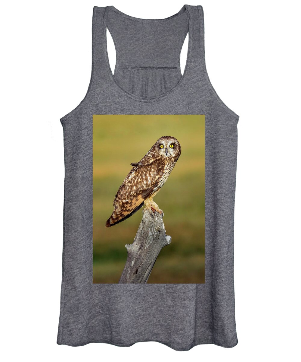 Owl Women's Tank Top featuring the photograph Bright-eyed Owl by Michael Ash