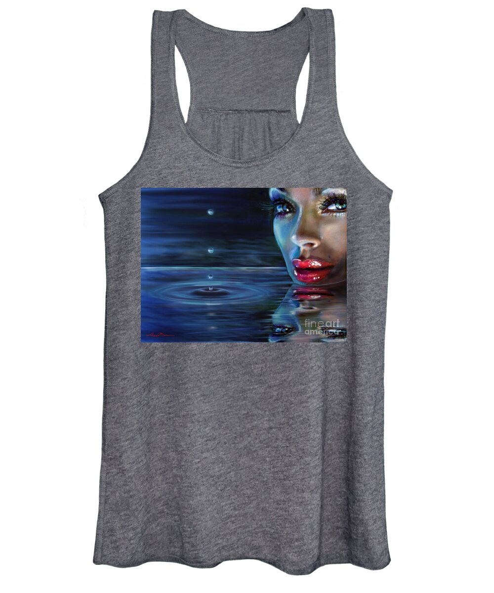 Water Women's Tank Top featuring the painting Brilliant Eyes Water by Angie Braun