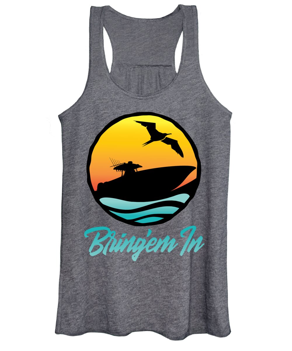 Offshore Fishing Women's Tank Top featuring the digital art Bring'em In Sunset Cruise by Kevin Putman