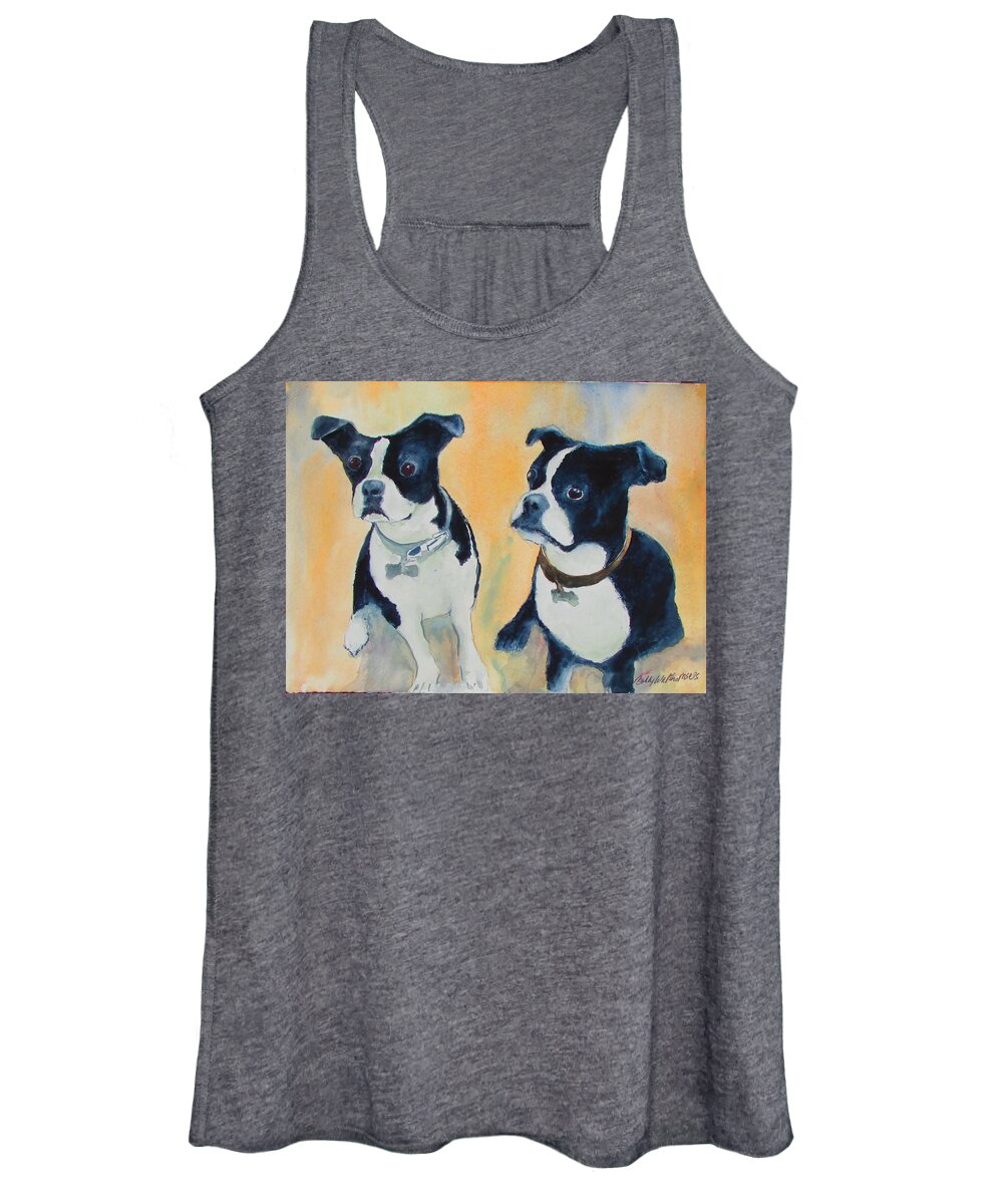 Bull Dogs Women's Tank Top featuring the painting Brothers by Bobby Walters