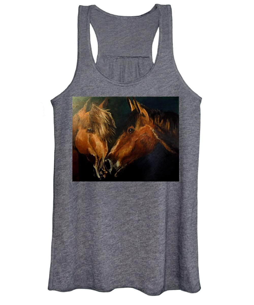 Horses Women's Tank Top featuring the painting Buddy and Comet by Maris Sherwood