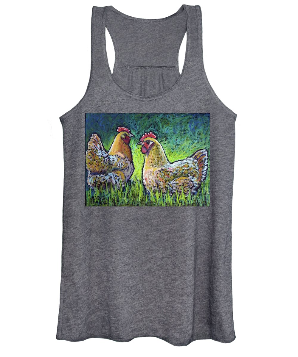 Chickens Women's Tank Top featuring the painting Buff Orpington Morning by Ande Hall