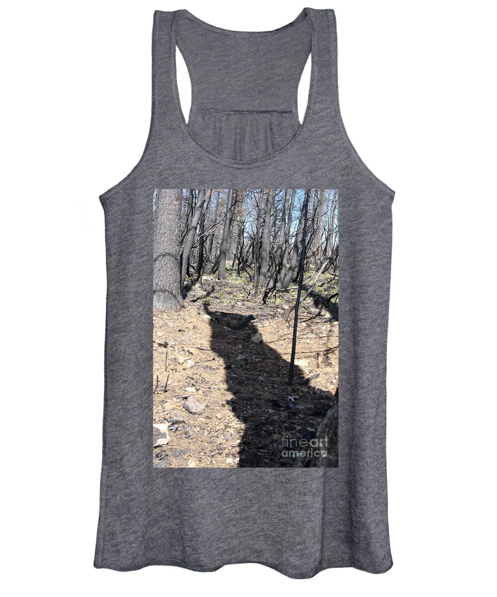 Monster Women's Tank Top featuring the photograph Burned out forest monster by Marie Neder