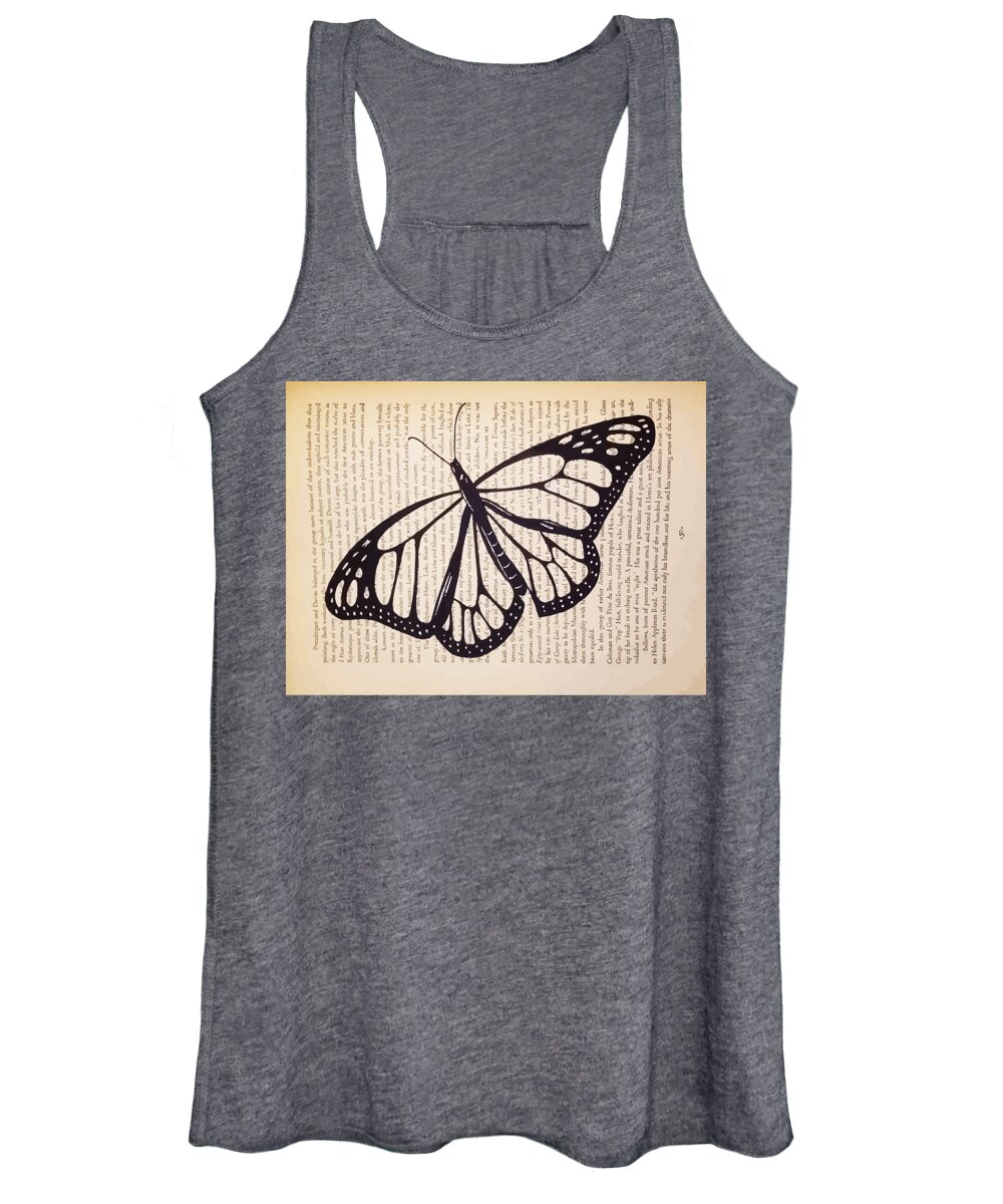 Butterfly Women's Tank Top featuring the drawing Butterfly in a Book by Kylee S