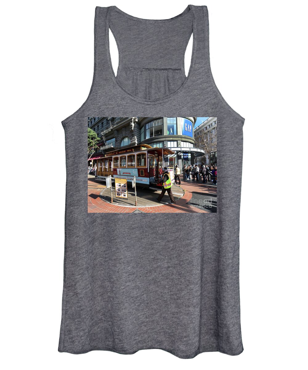Cable Car Women's Tank Top featuring the photograph Cable Car at Union Square by Steven Spak