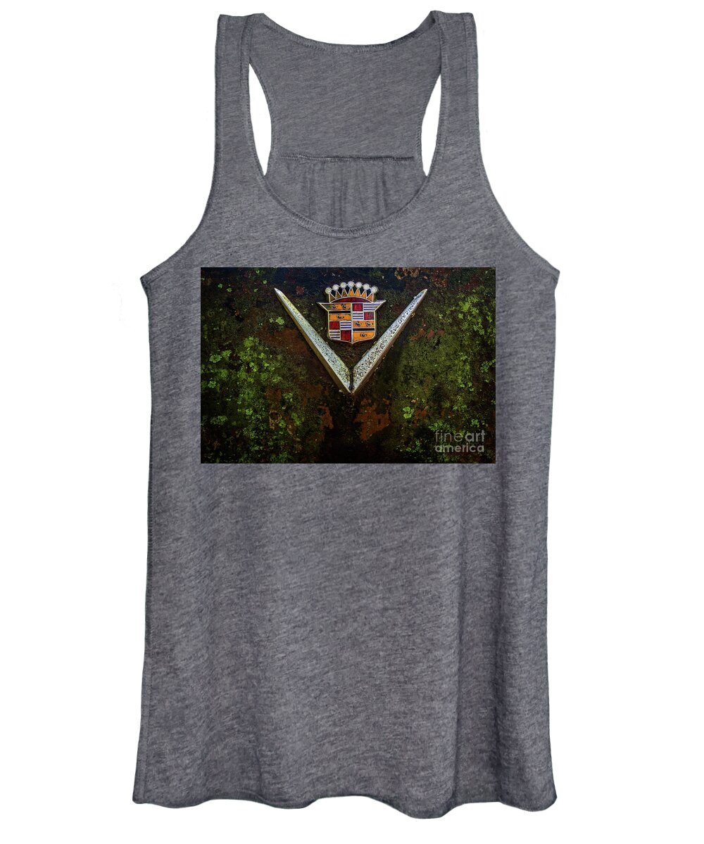 Old Car City Women's Tank Top featuring the photograph Cadillac Vee and Crest by Doug Sturgess