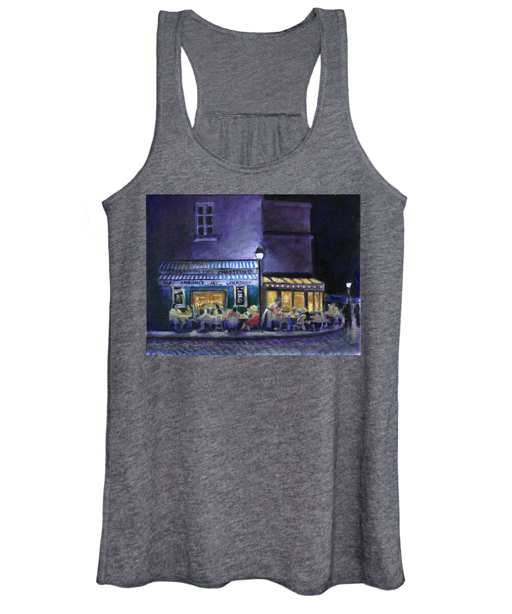 Paris Nightlife Women's Tank Top featuring the painting Cafe Clairon by David Zimmerman