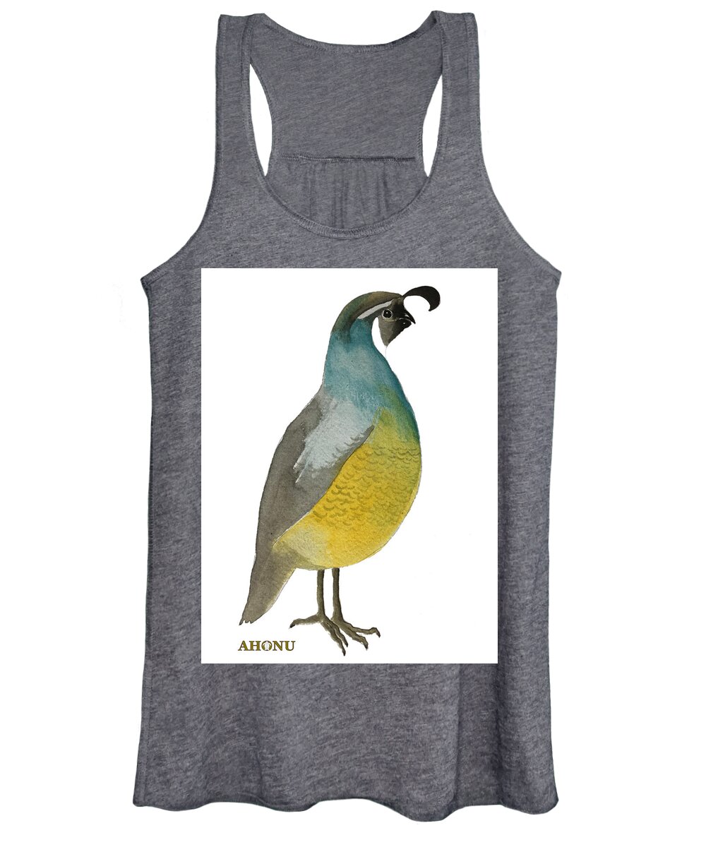 California Women's Tank Top featuring the painting California Quail Posing by AHONU Aingeal Rose