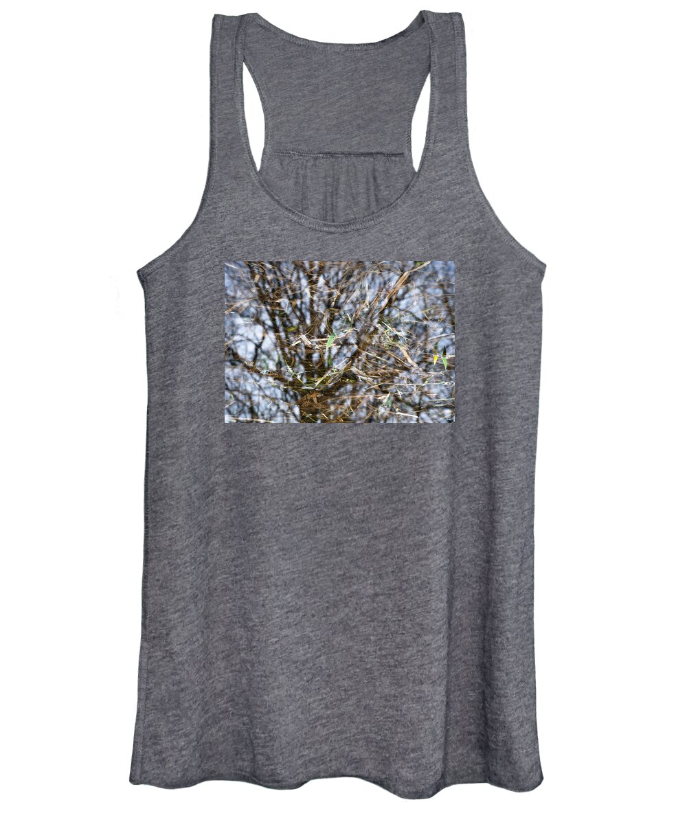 Landscape Water Reflection Women's Tank Top featuring the photograph Calver Weir reflection by Jerry Daniel