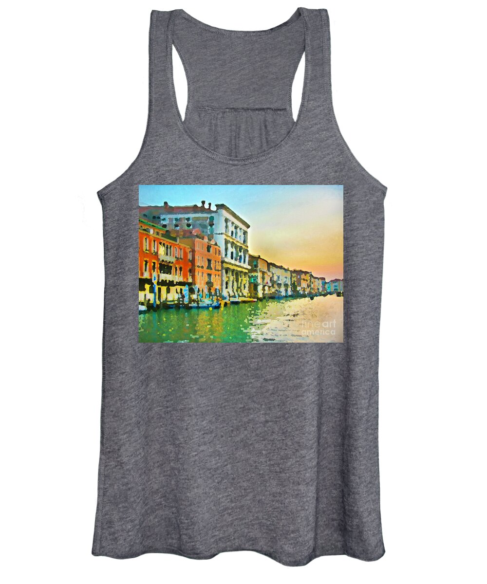 Grand Canal Women's Tank Top featuring the photograph Canal Sunset - Venice by Tom Cameron