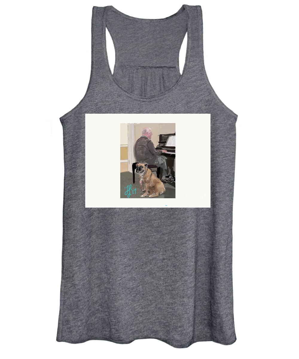 #servicedog Women's Tank Top featuring the painting Canine Composition by Francois Lamothe