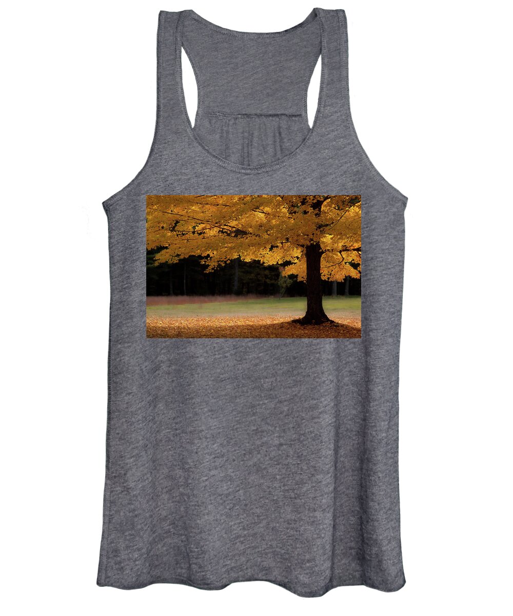 Yellow Maple Tree Women's Tank Top featuring the photograph Canopy of Autumn Gold by Jeff Folger