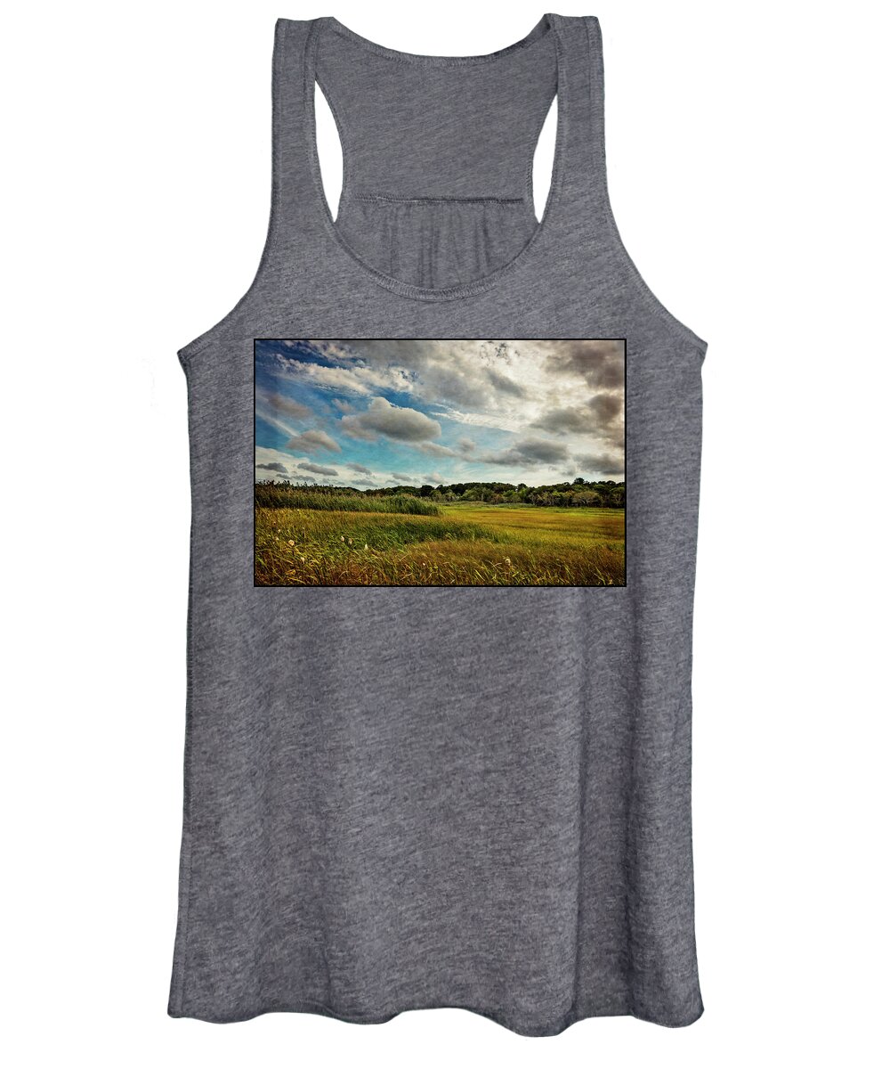 Clouds Women's Tank Top featuring the photograph Cape Cod Marsh 2 by Frank Winters