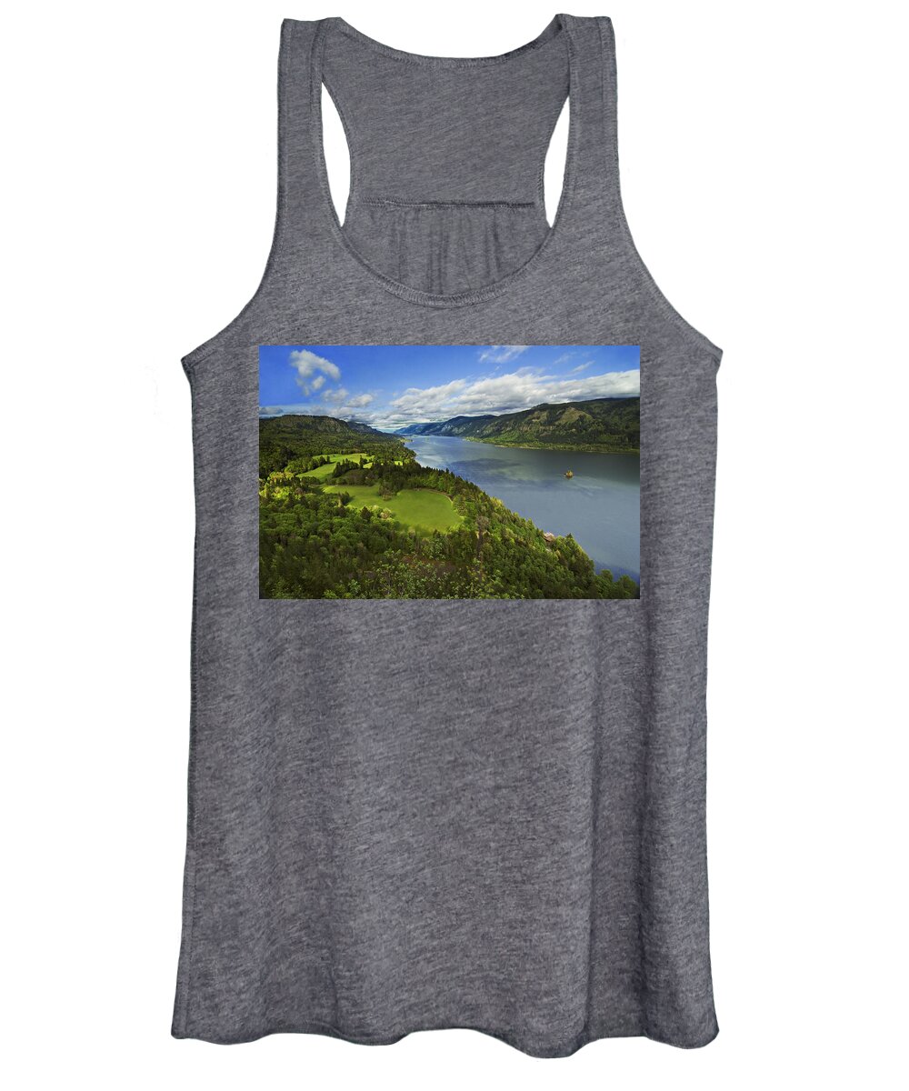 River Women's Tank Top featuring the photograph Spring time view of the Columbia gorge from Cape Horn by John Christopher