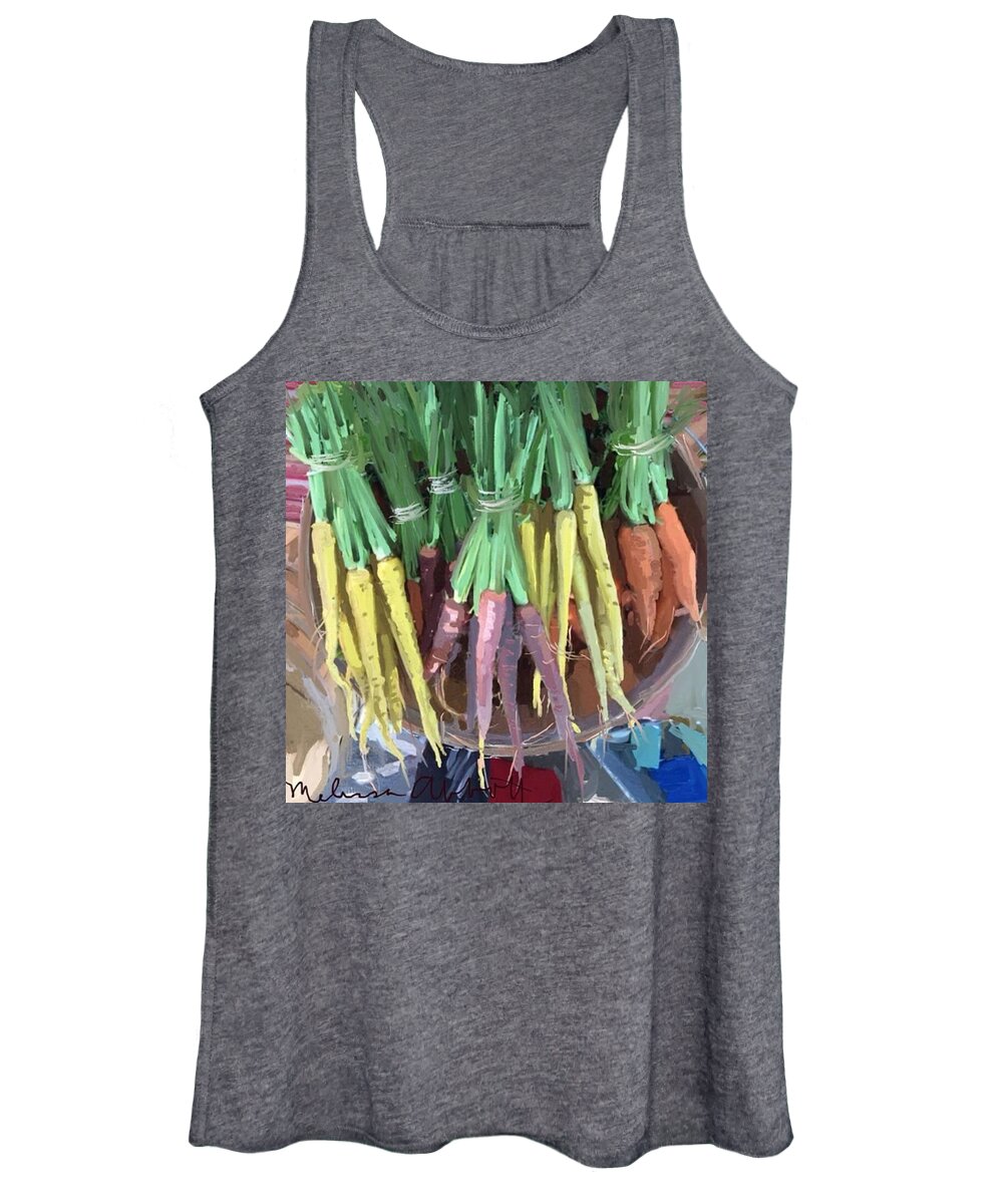 Melissaabbottdesigns Women's Tank Top featuring the photograph Carrots At Rockport Farmers Market by Melissa Abbott