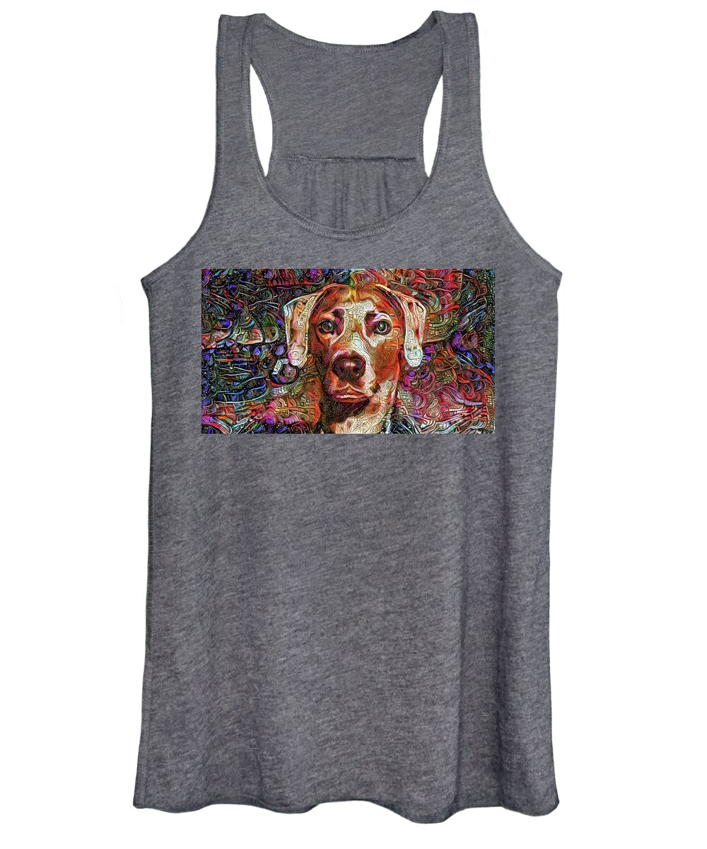 Lacy Dog Women's Tank Top featuring the mixed media Cash the Lacy Dog by Peggy Collins
