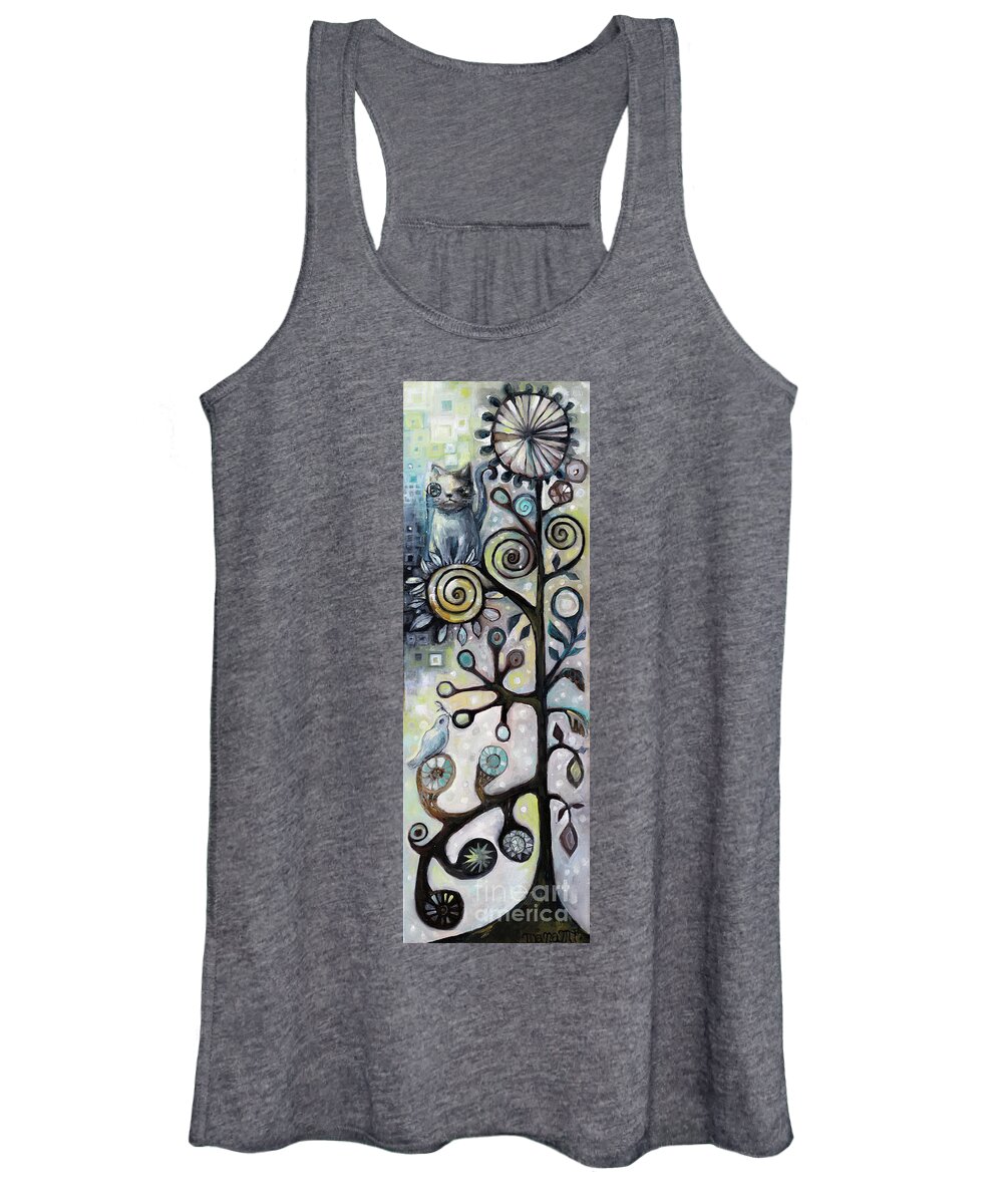 Cat Women's Tank Top featuring the painting Cat on a Tree by Manami Lingerfelt