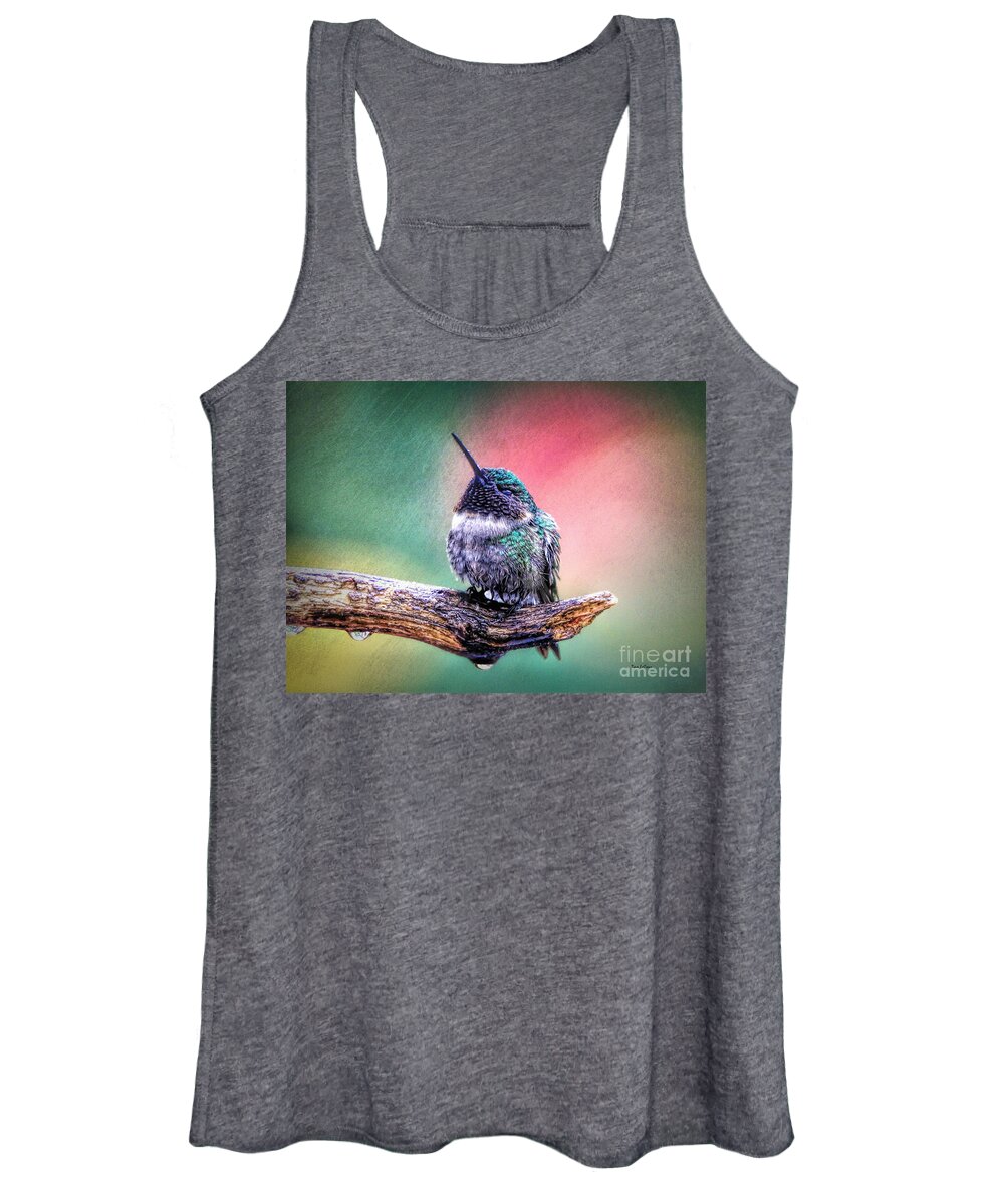 Hummingbird Women's Tank Top featuring the photograph Catnapping In The Rain by Tina LeCour
