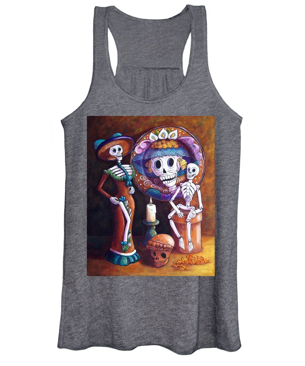 Dia De Los Muertos Women's Tank Top featuring the painting Catrina Group by Candy Mayer