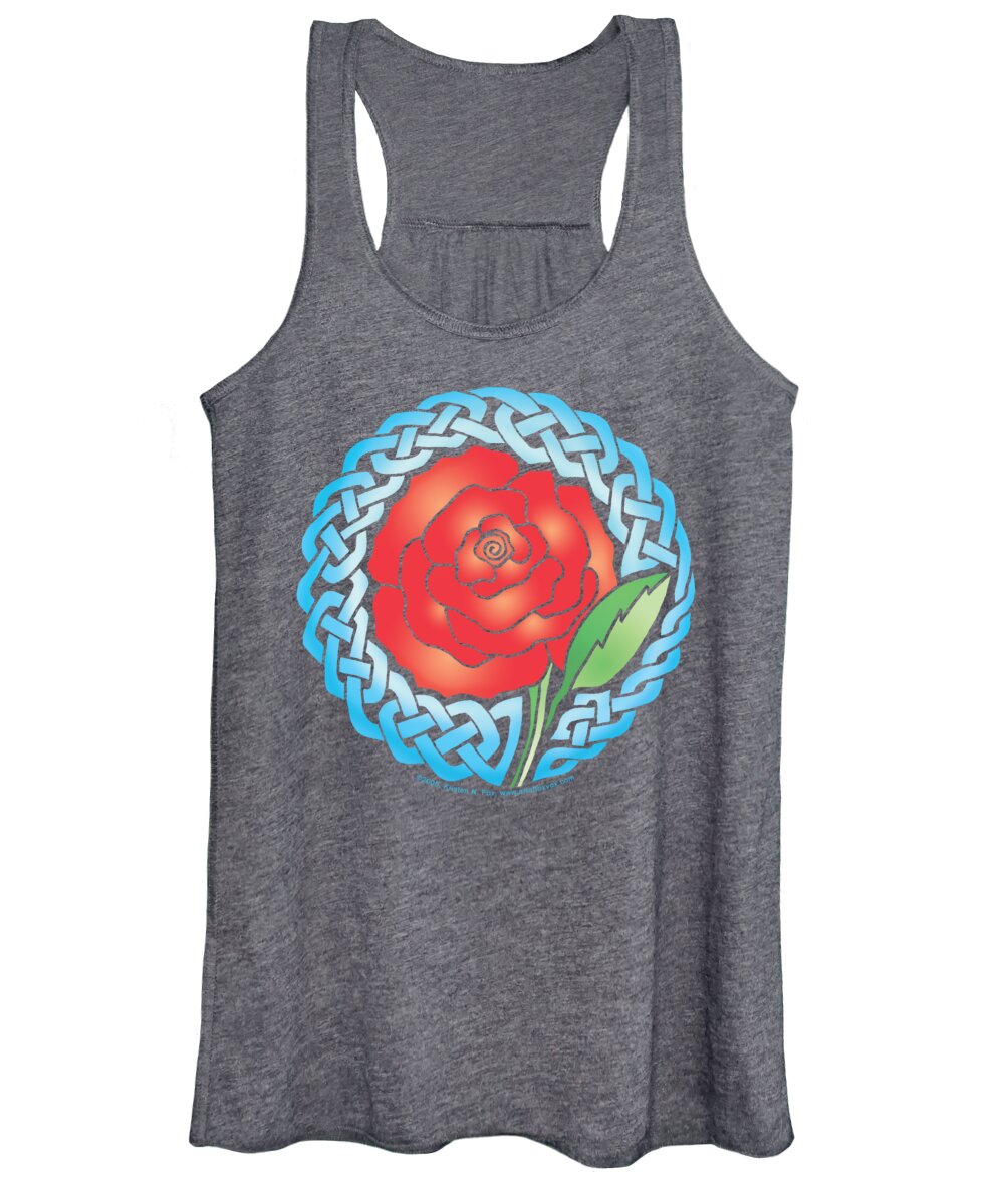 Artoffoxvox Women's Tank Top featuring the mixed media Celtic Rose Stained Glass by Kristen Fox