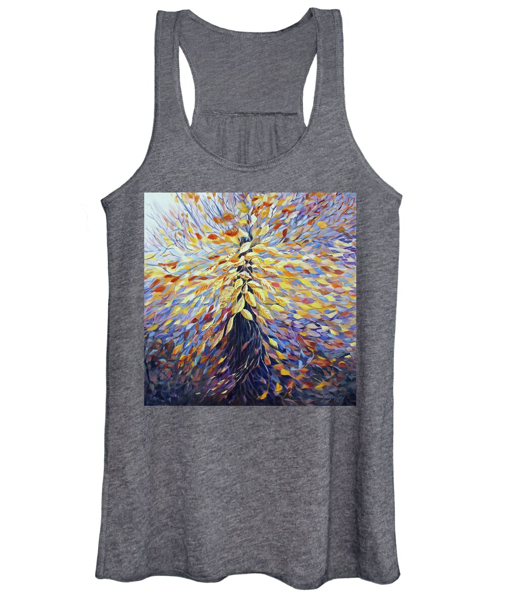 Yoga Women's Tank Top featuring the painting Chi of the Mighty Tree by Jo Smoley
