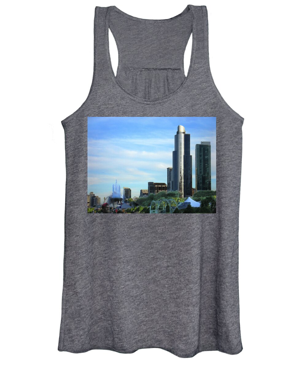 City Women's Tank Top featuring the digital art Chicago cityscape by Steve Karol