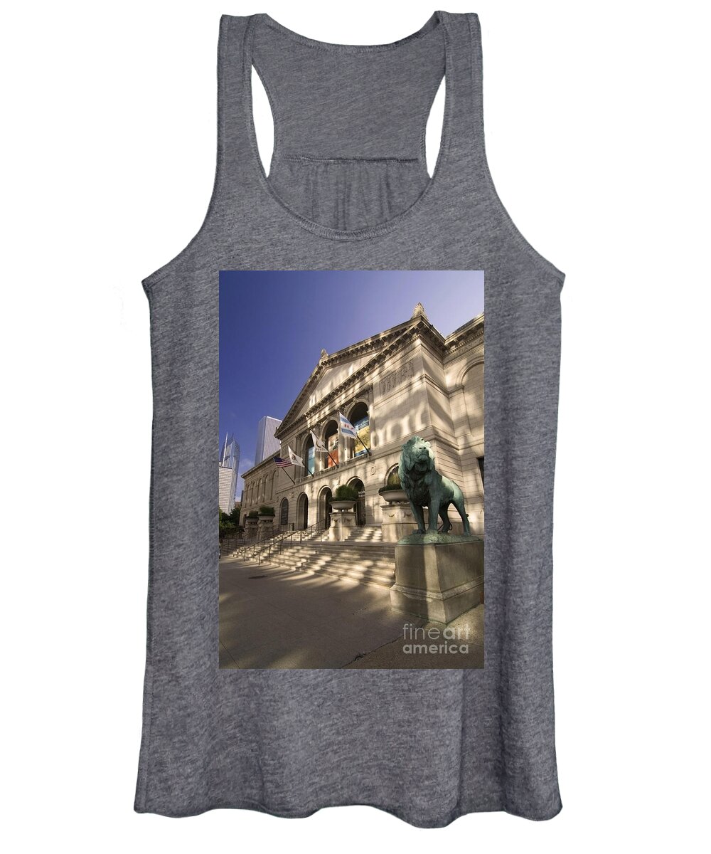 Chicago Art Institute Women's Tank Top featuring the photograph Chicago's Art Institute In reflected light. by Sven Brogren