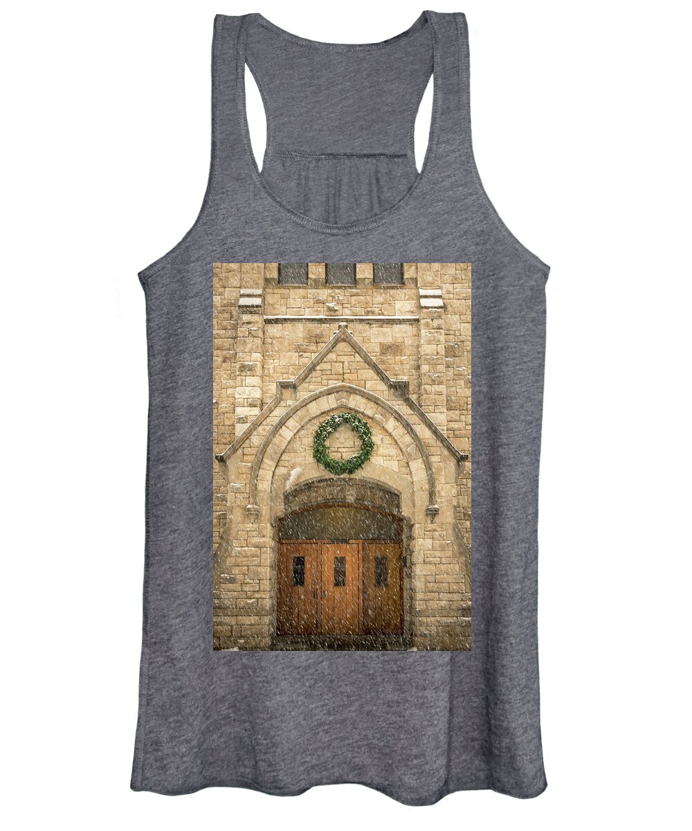 Christmas Women's Tank Top featuring the photograph Christmas at Stone Chapel by Allin Sorenson
