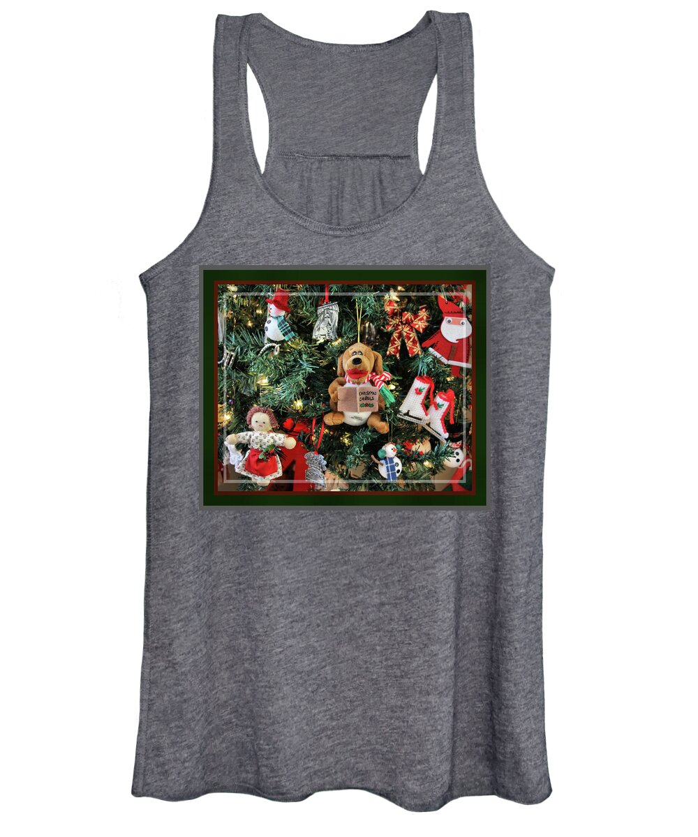 Christmas Card Women's Tank Top featuring the photograph Christmas Carol Pup, Framed by Sandra Huston