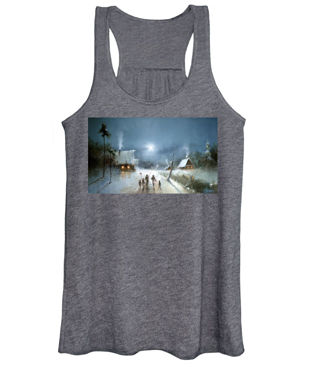 Russian Artists New Wave Women's Tank Top featuring the painting Christmas Night by Igor Medvedev